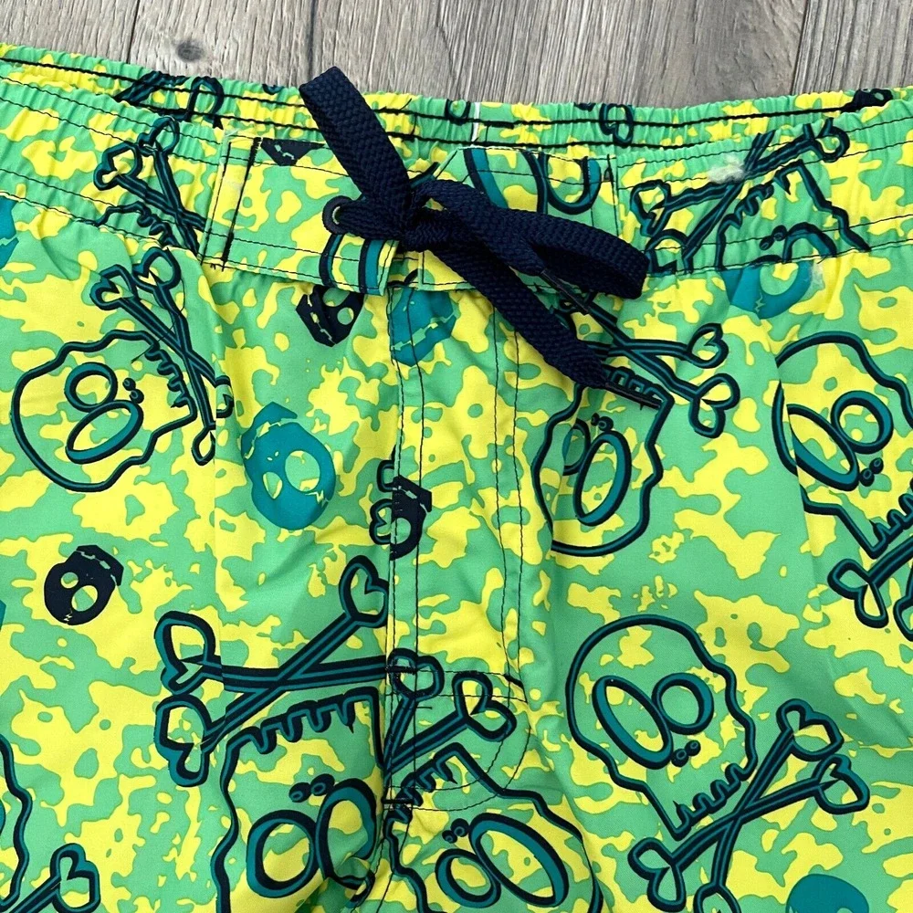 TYR Boys Skull Crossbone Challenger Swim Trunks - Yellow Green - Size XL 16-18